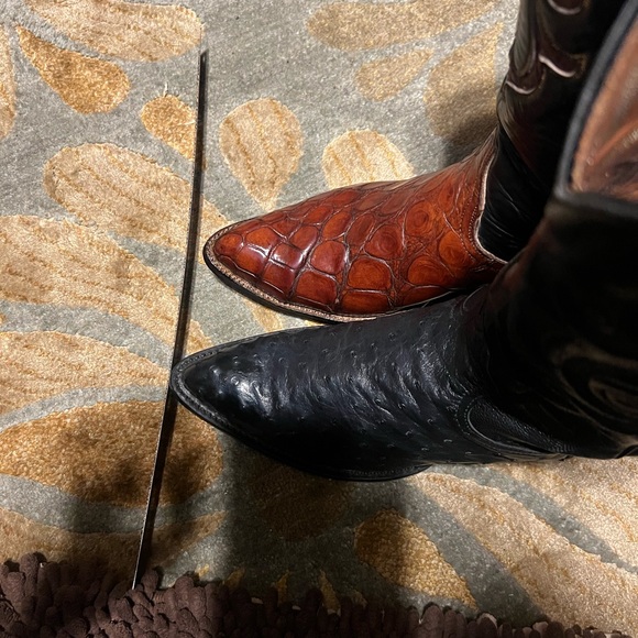 Tony Lama MEN CAIMAN & LEATHER WESTERN BOOTS-cognac-Sz 8 D - Picture 14 of 15